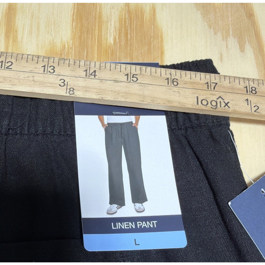 Gap size Large linen blend wide leg high elastic waist pants Black beach coastal