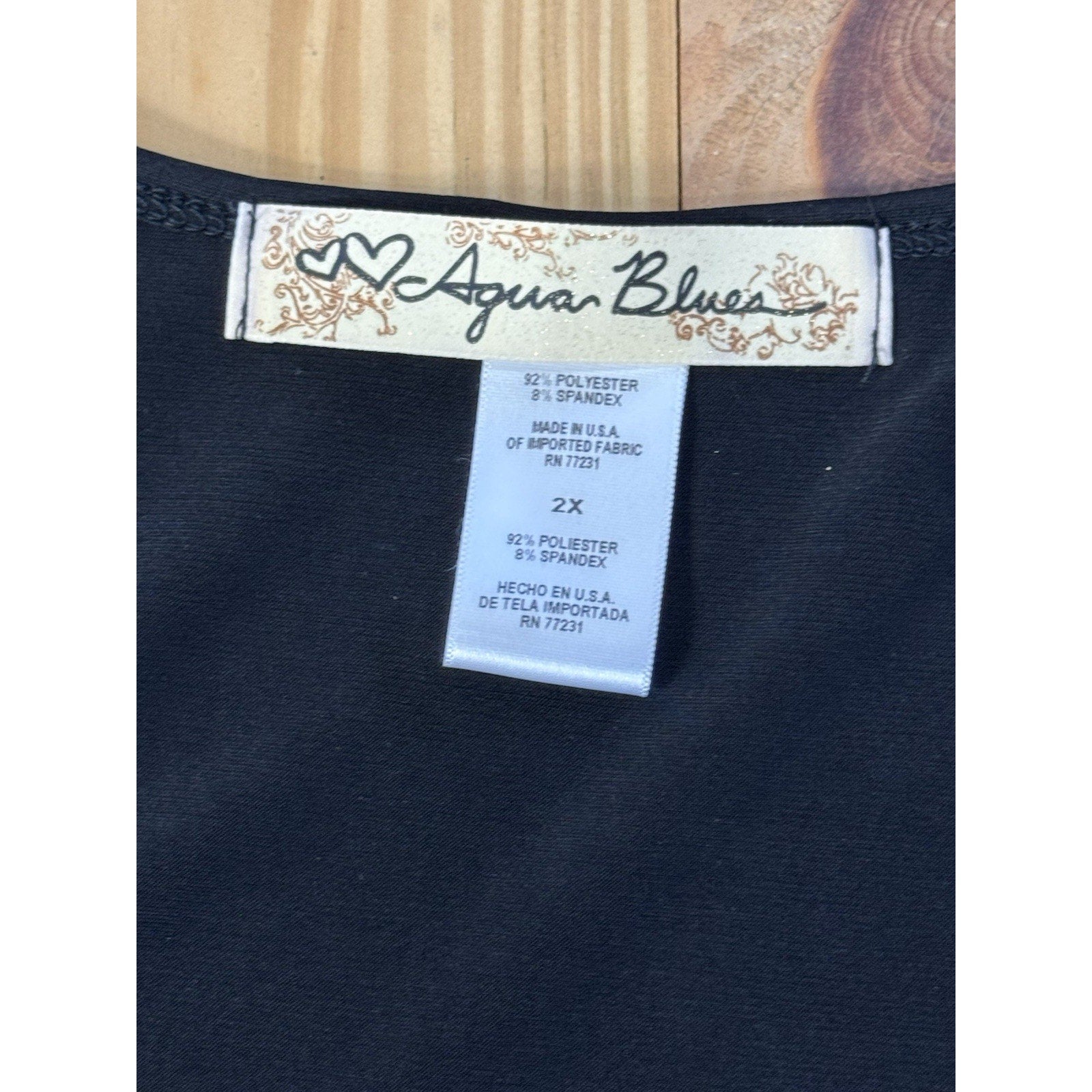 Aqua Blues Black Stretch Scoop Neck Sleeveless Open Back Tank Top Plus Size 2XL