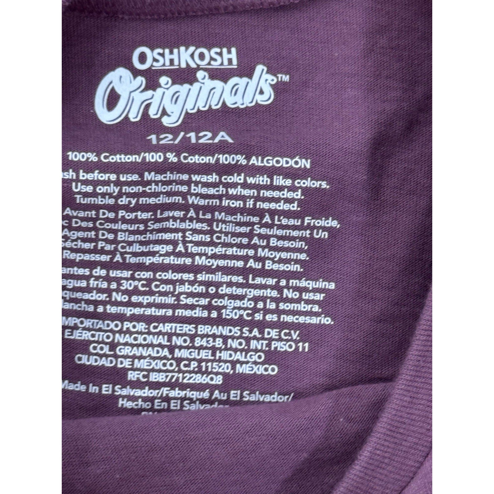 Oshkosh Moon Beauty Is All Around T-Shirt Top Girls Long Sleeve Lilac Size 12