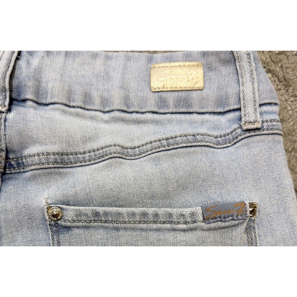 Seven 7 Jeans Womens 6 Blue Tummyless High Rise Skinny Distressed