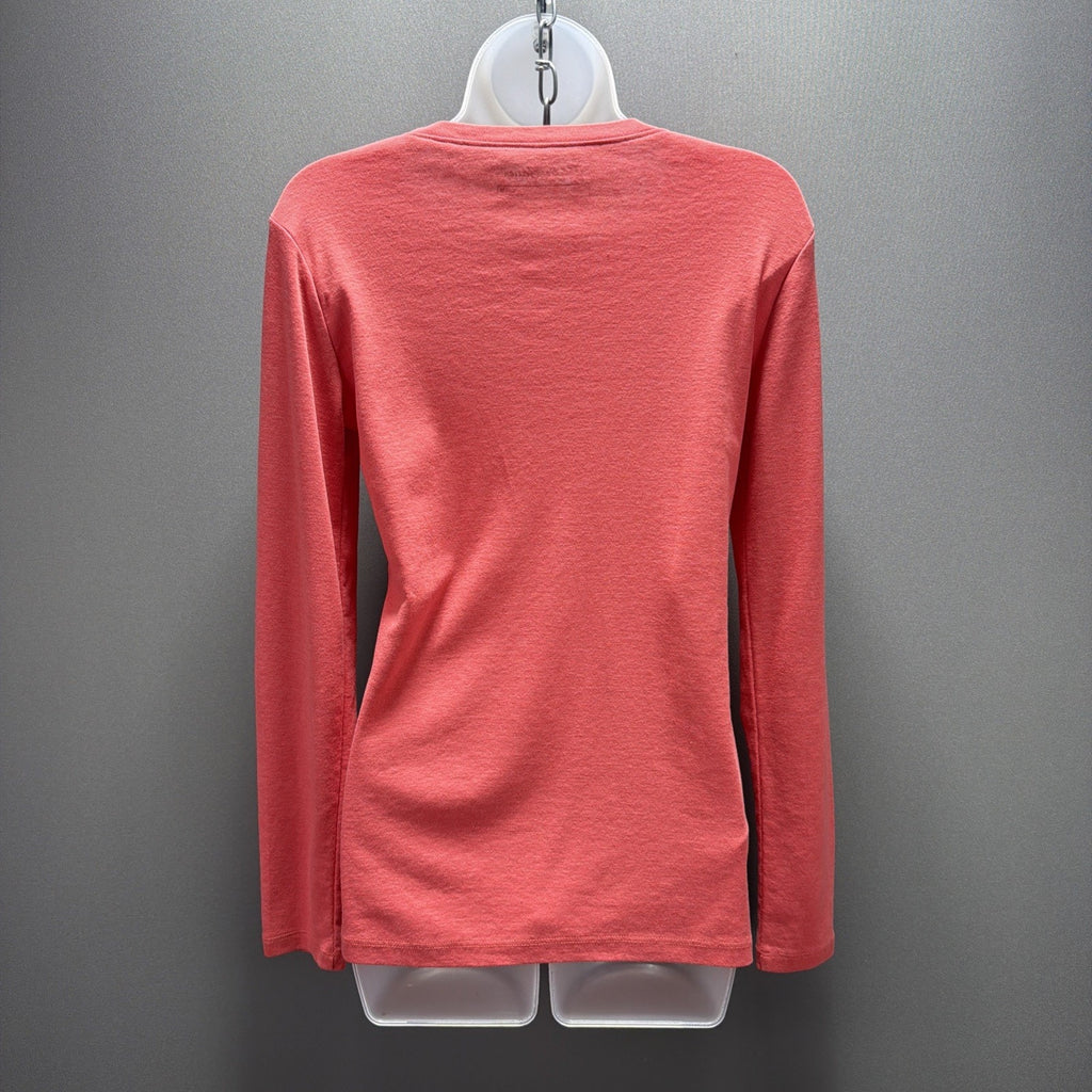 Eddie Bauer Top Womens Size M Coral Knit Cotton V-Neck Long Sleeve Pullover