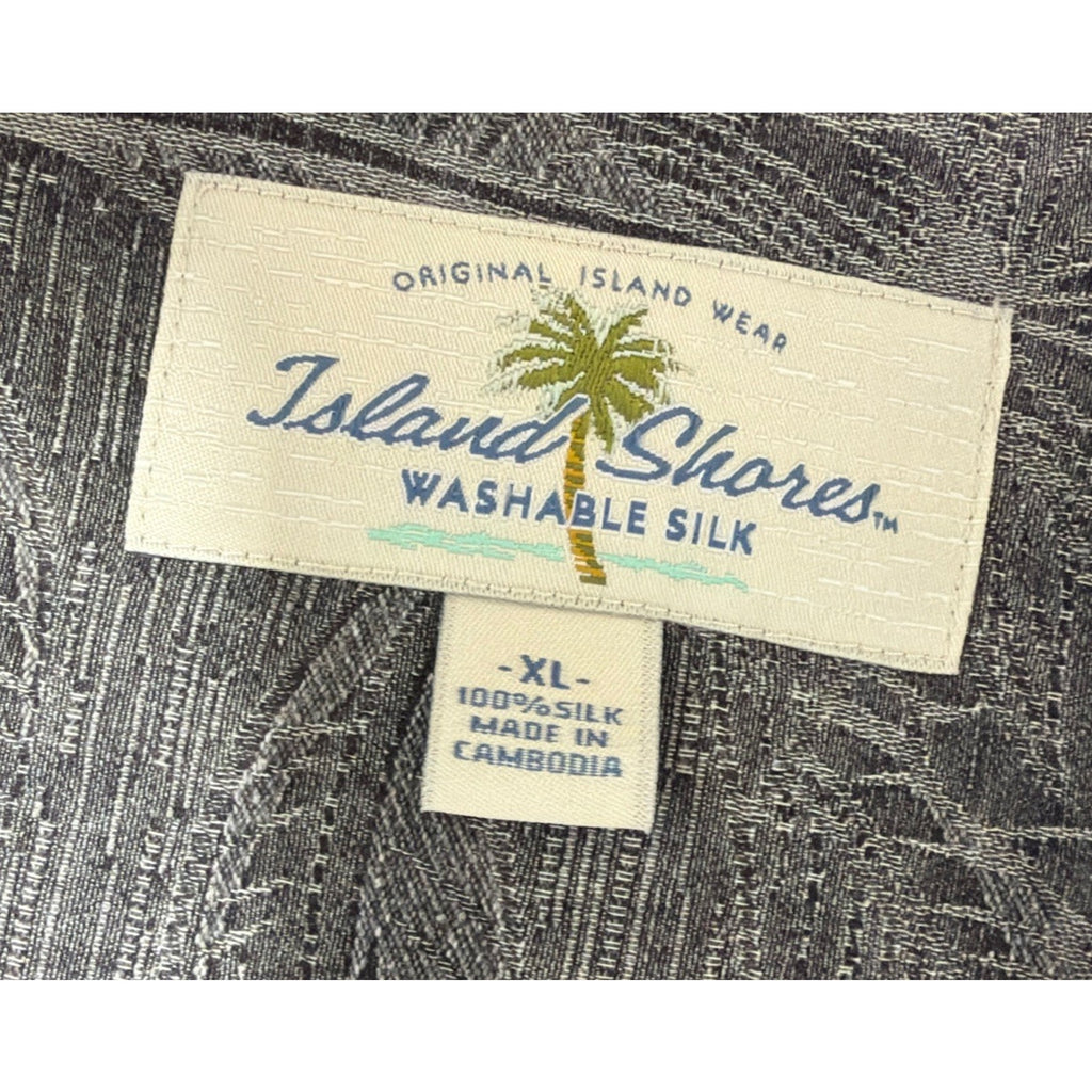 Island Shores Mens Button Up Floral XL Short Sleeve 100% Silk Hawaiian