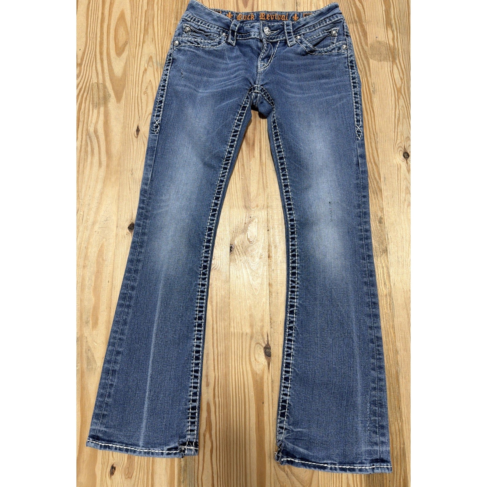 Rock Revival Noelle Bootcut Women's Denim Distressed Jeans Size 28x29