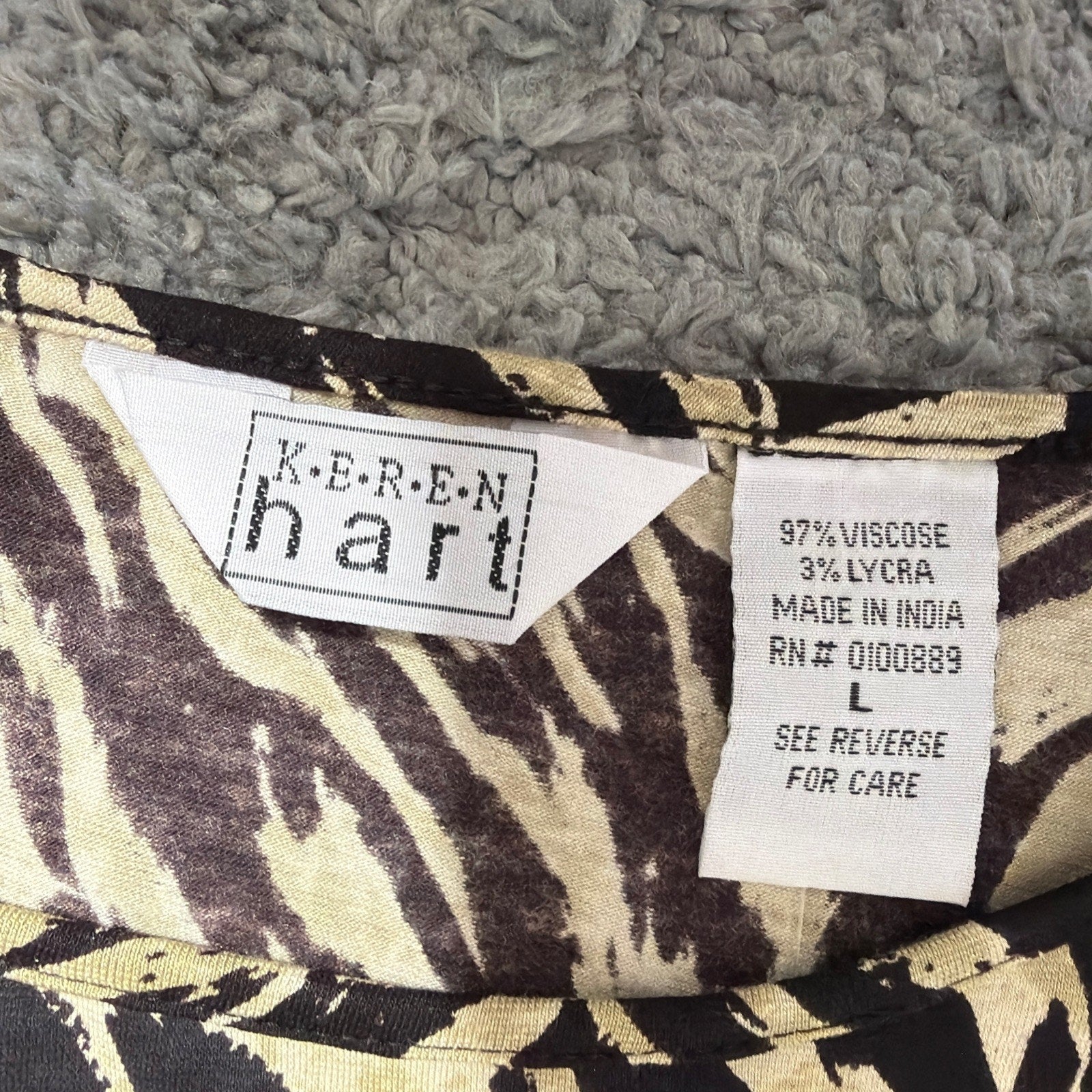 Vintage Keren Hart Womens Blouse Top L Animal Print New