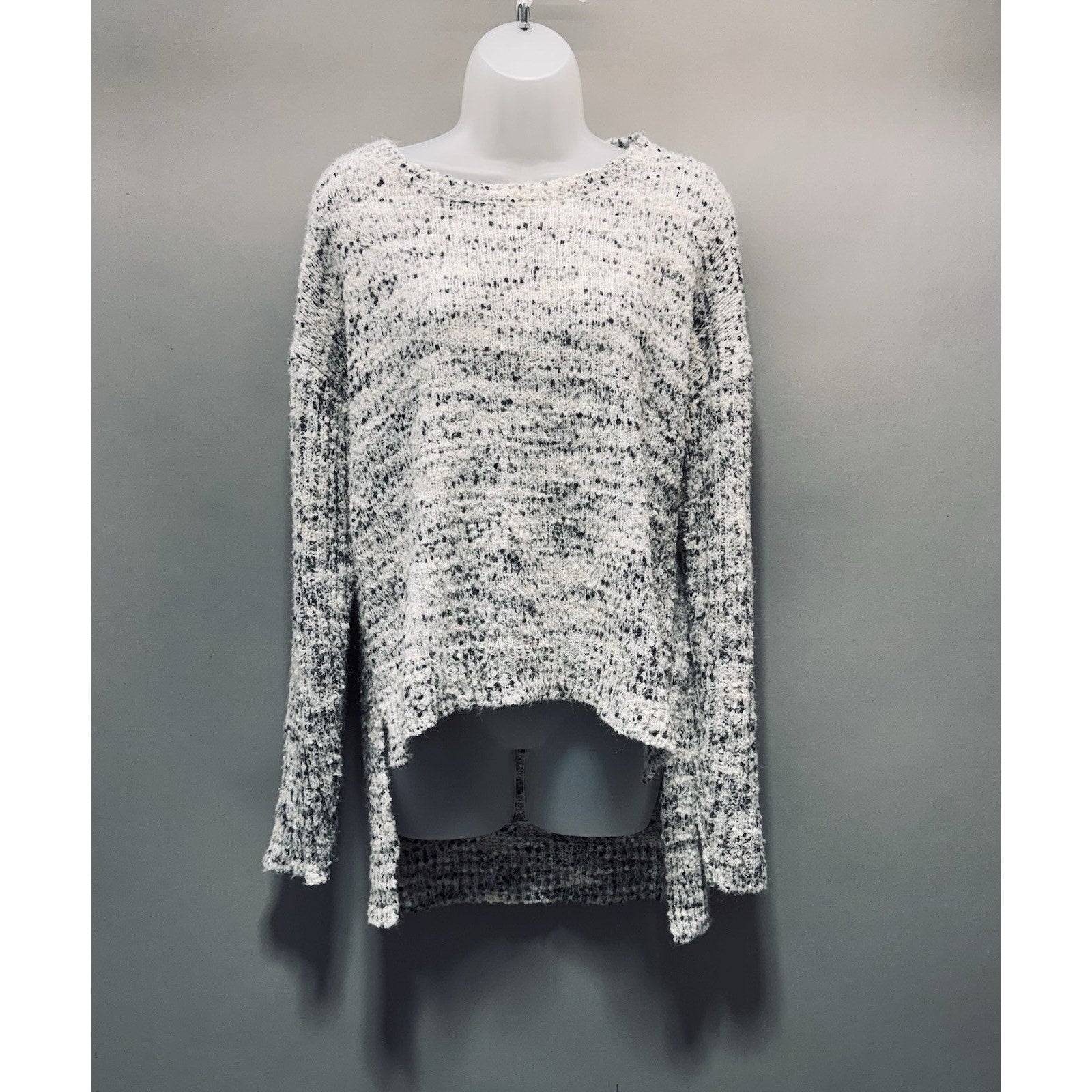 Xhilaration Gray Speckled Criss Cross Back High Low Sweater Oversized Women’s XL