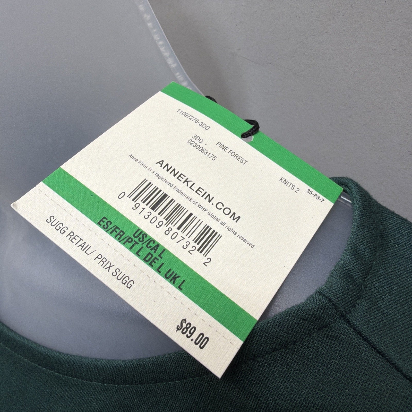 Anne Klein Womens L Green Knit Top NWT Boat Neck Long Sleeve Stretch Blouse