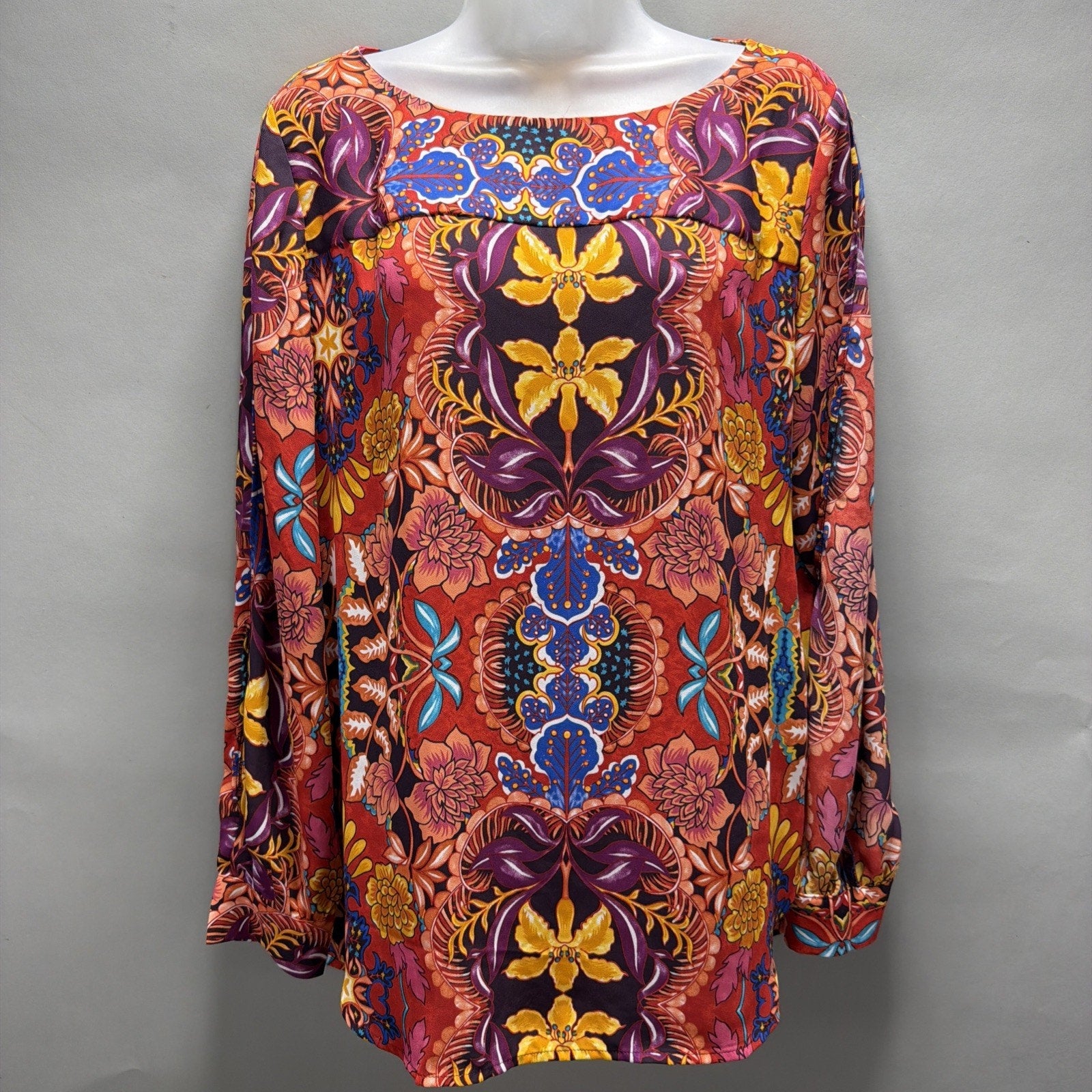 ANN TAYLOR LOFT Multicolor Colorful Pink Orange Floral Blouse Top Shirt Size M