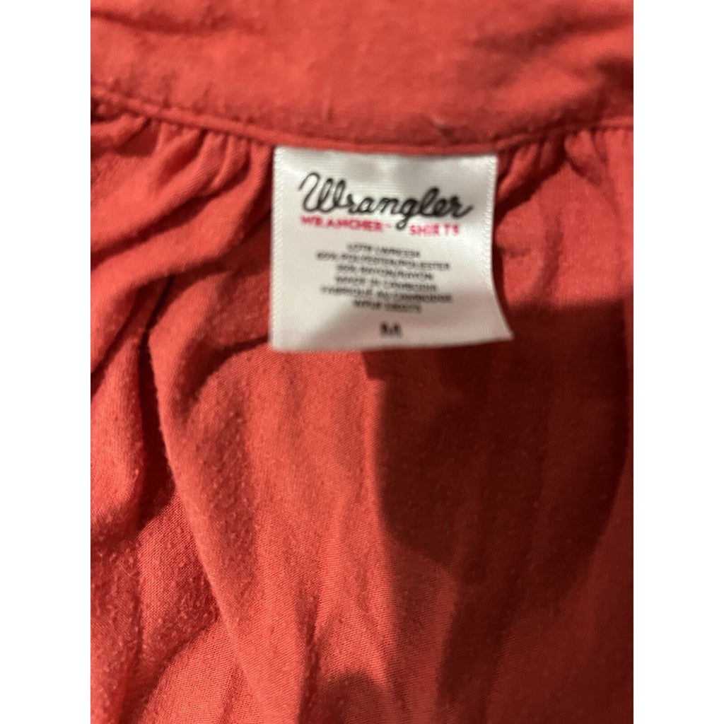 Wrangler Retro Western - M Bell Sleeve Ranch Blouse Top Cowgirl Coral Color