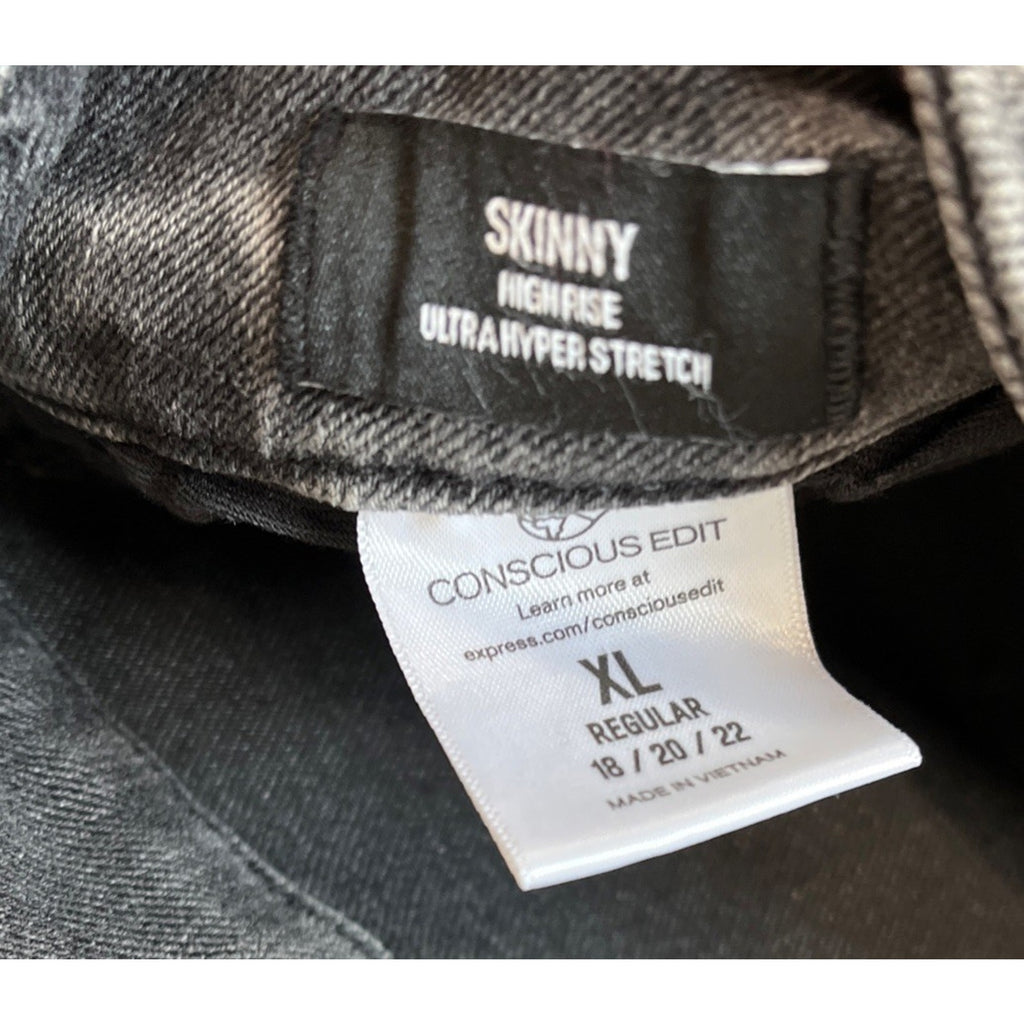 Express Skinny High Rise Ultra Hyper Stretch Jeans Size XL Short Stone Wash