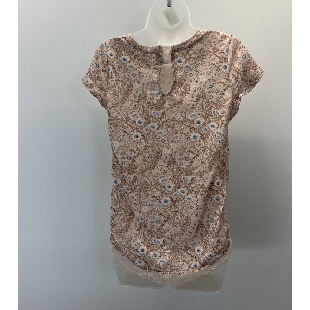 LAUREN CONRAD Floral Lace Tee Women's Sz XS Shortsleeve