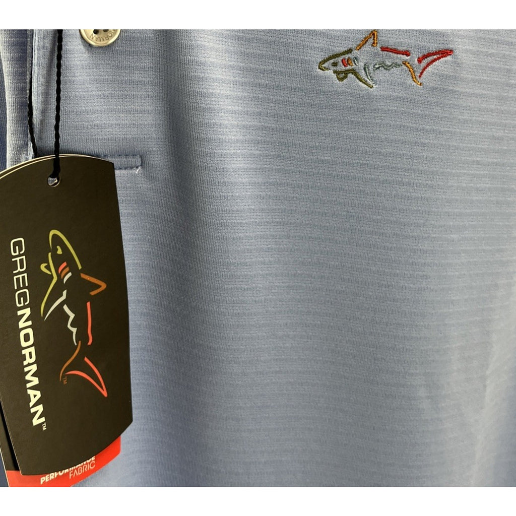 NWT Greg Norman Men's Play Dry Blue Short Sleeve Polo Golf Shirt Size M