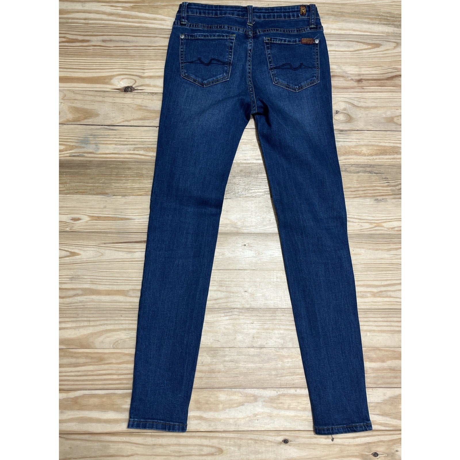7 FOR ALL MANKIND THE SKINNY WOMENS DESIGNER JEANS SIZE 25x28 EUC MID RISE