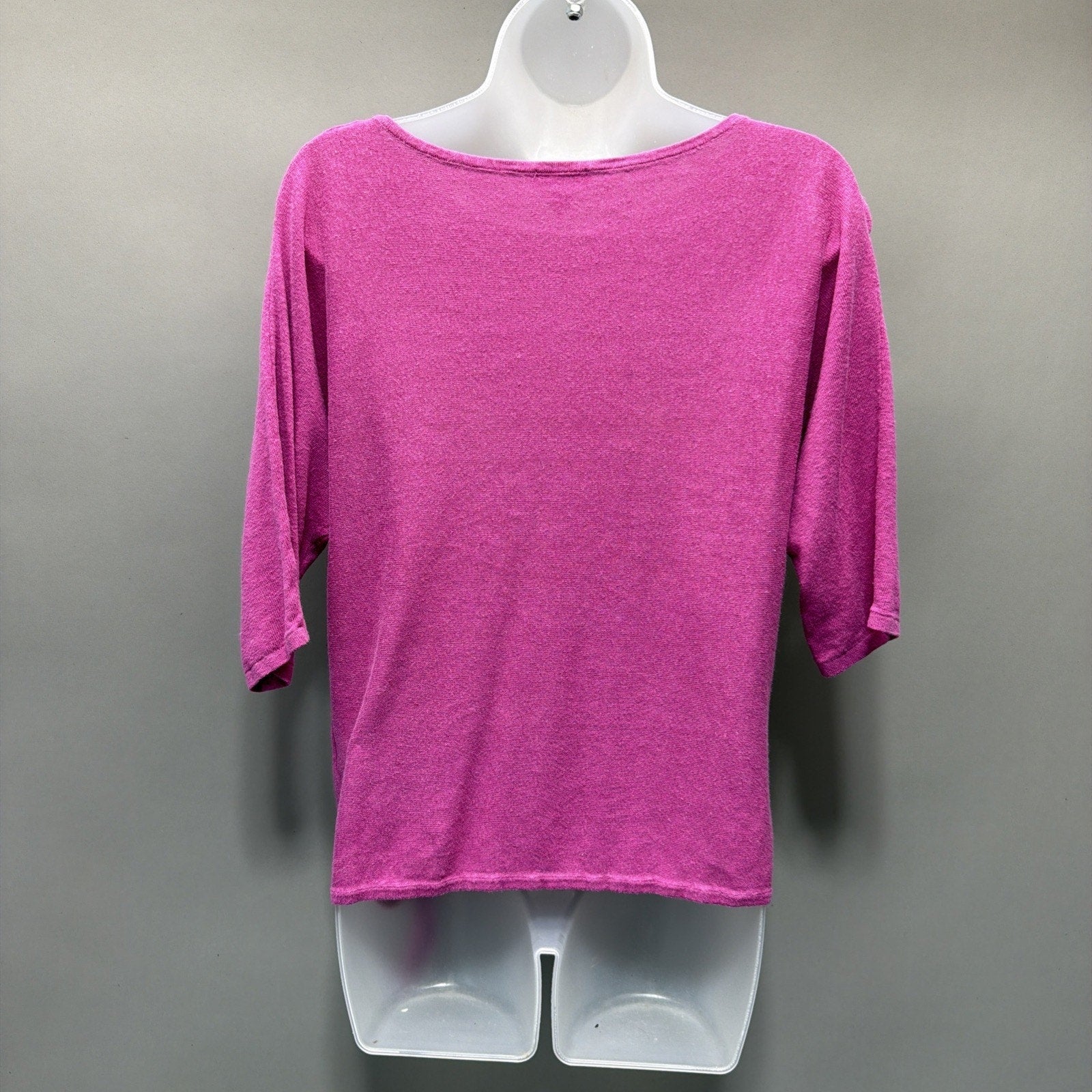 J.JILL Women's 3/4 Sleeve Circle Neck Linen Blend Top S Fuchsia