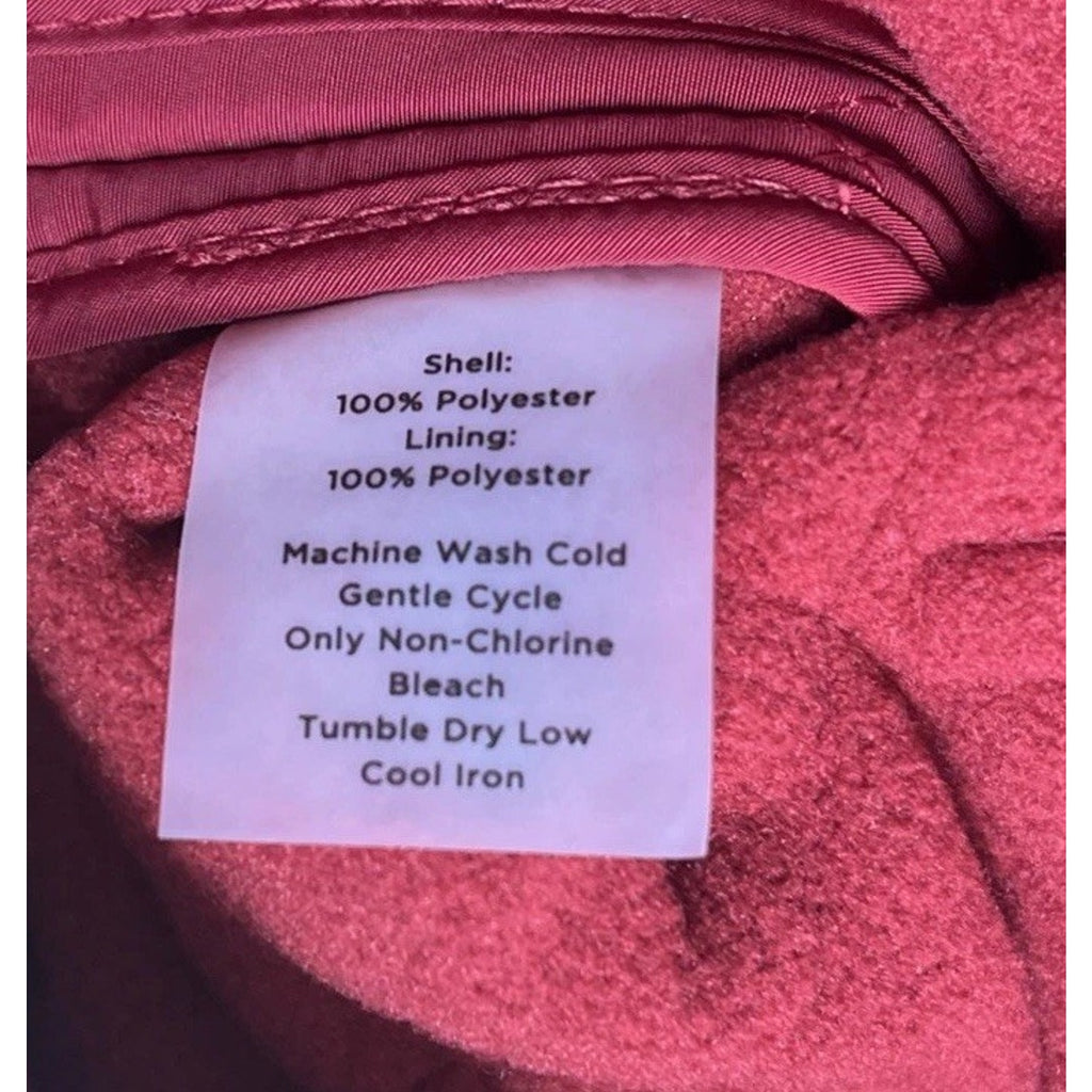 Talbots Red Quilted Vest Fleece Lined Size PM Mock Neck Button Front Sleeveless