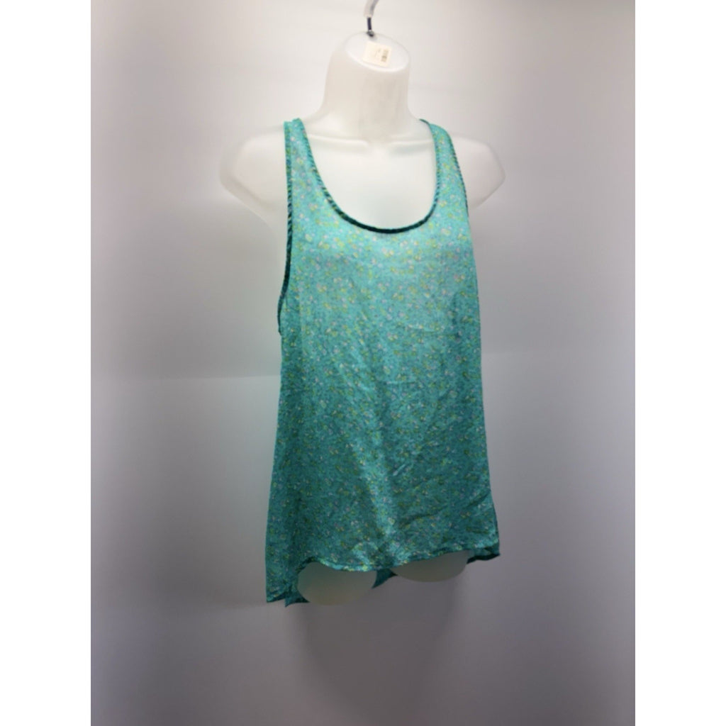 Juniors Women Bongo Sheer Floral Teal Green Racerback Tank Blouse Size XL