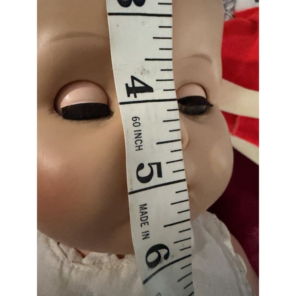 Vintage Baby Doll 24” Molded Brown Hair Sleep Eyes 25-11 Red Outfit Santa Hat