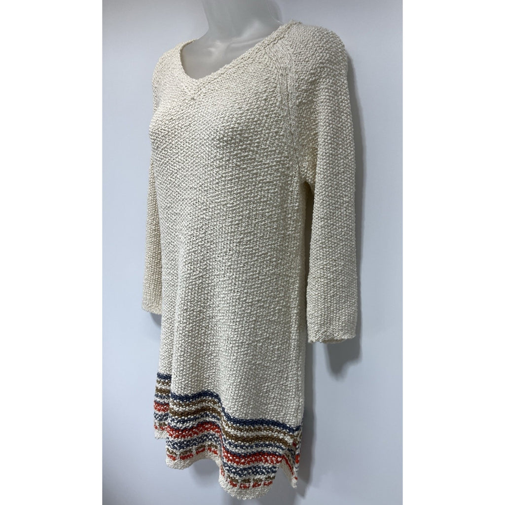 Denim & Co. Heritage Cable Knit Sweater Dress- Ivory- Small
