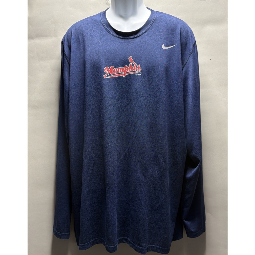 Nike Memphis Redbirds MLB Blue T-shirt XXL Long Sleeve Tee Dri-fit
