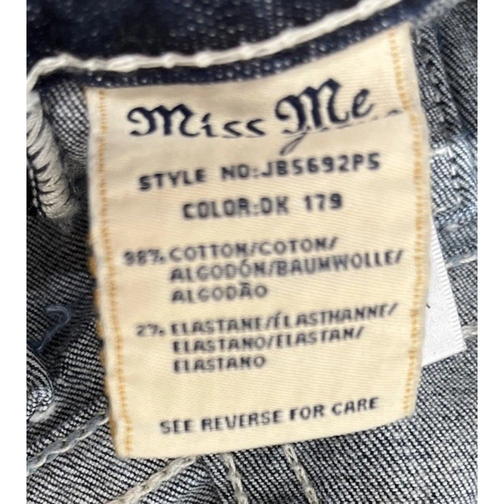 Miss Me Bling Fleur de Lis Boyfriend Capri Womens 29 Dark Stretch Denim JB5692P