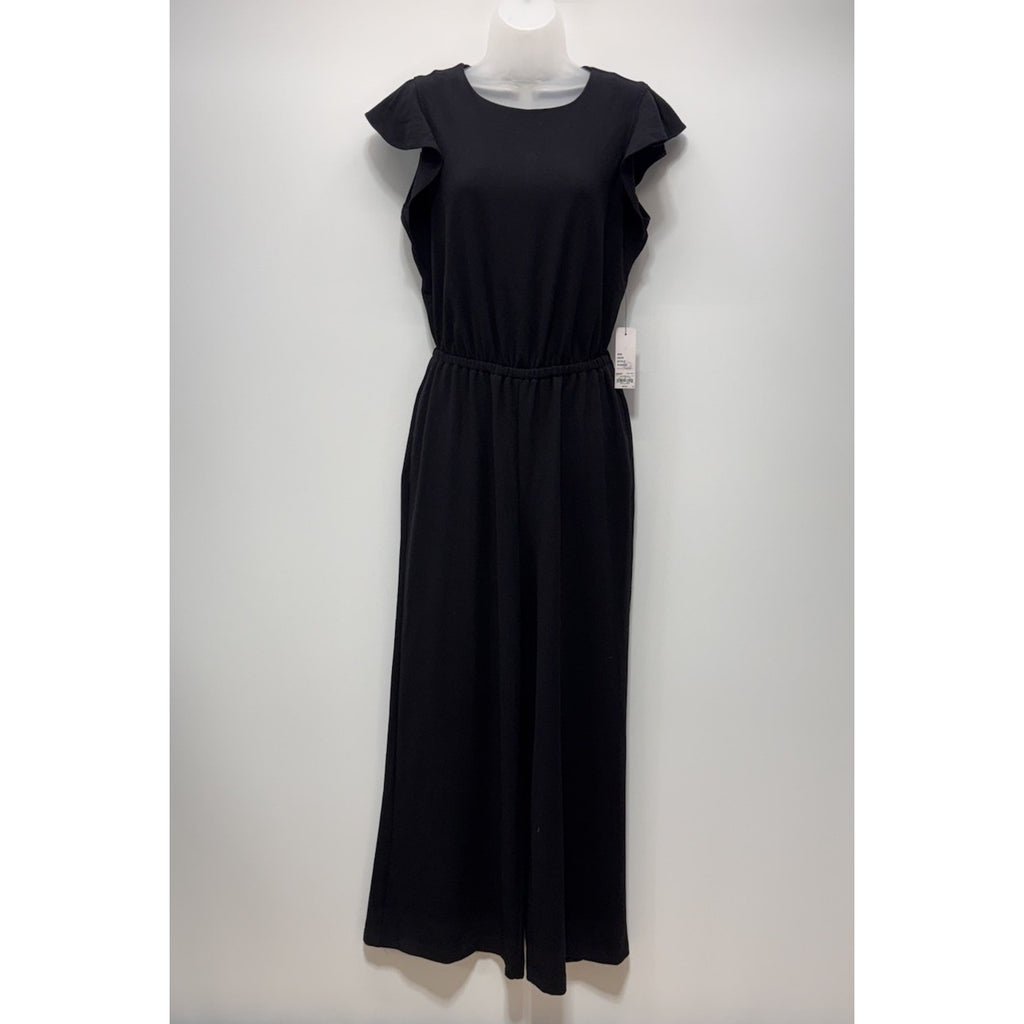 Apt 9 Black Flutter Short Sleeve Jumpsuit Women’s Size Small