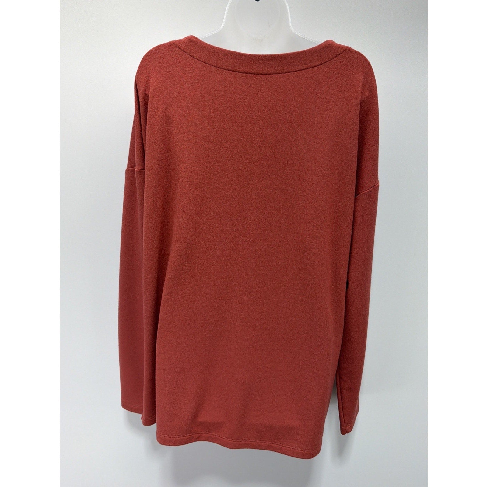Banana Republic Shirt Top Womens XL Coral Orange Minimalist Long Sleeve Stretch