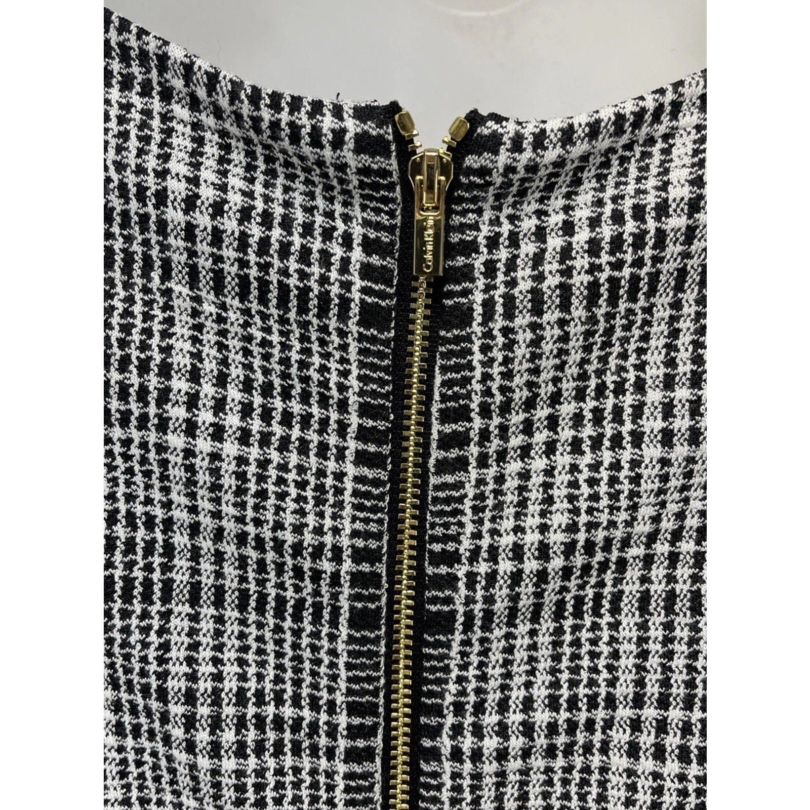 Calvin Klein Women’s Size 12 Plaid Sheath Pencil Dress Black & Cream