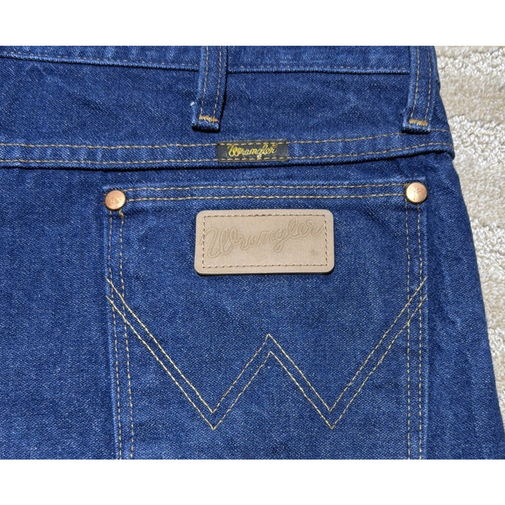Vintage Wrangler Jeans Mens 36x36 Dark Wash Straight Leg Western Cowboy USA Made