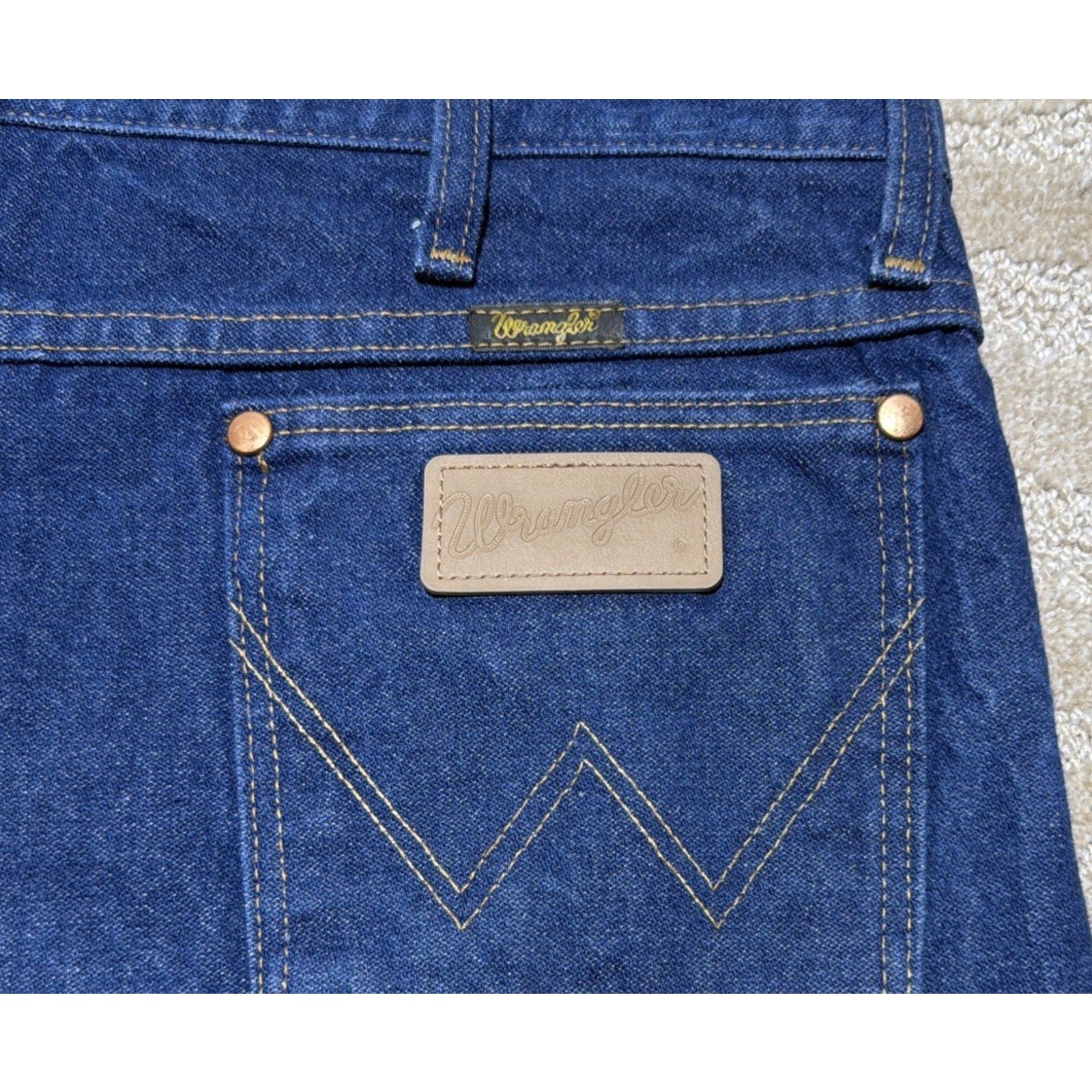 Vintage Wrangler Jeans Mens 36x36 Dark Wash Straight Leg Western Cowboy USA Made