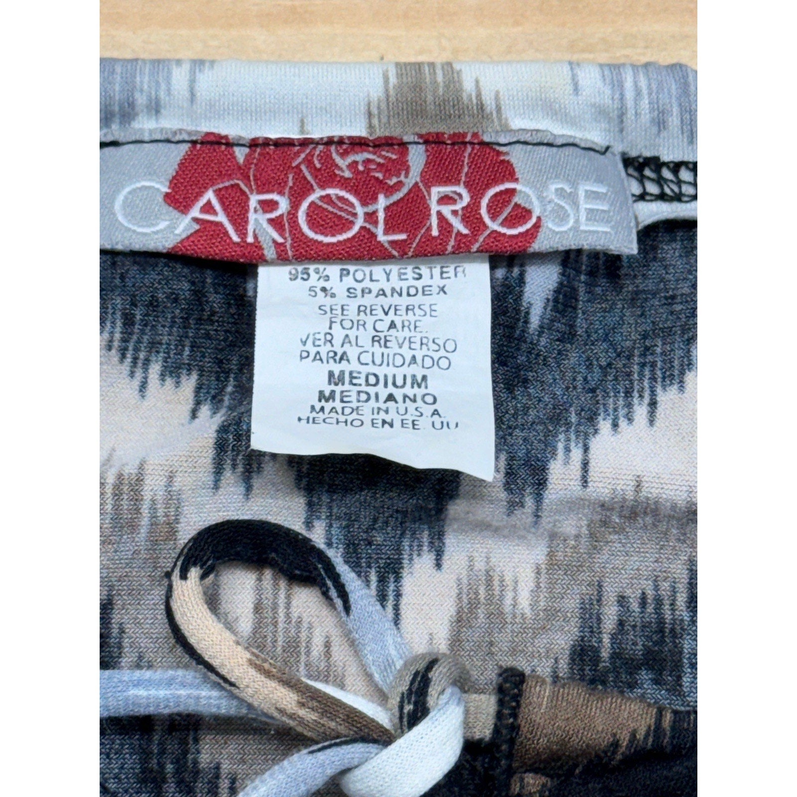 Carol Rose Blue Brown Chevron Keyhole Flounce 3/4 Sleeve Women’s Size M