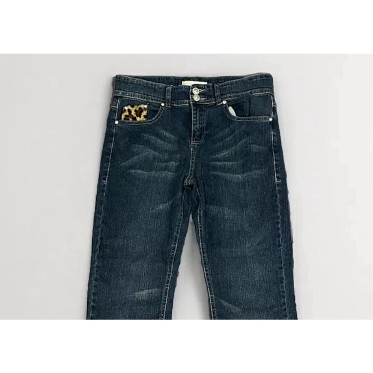 Leopard Pocket Women's Juniors Vanilla Star Jeans Denim Size 5 Distressed