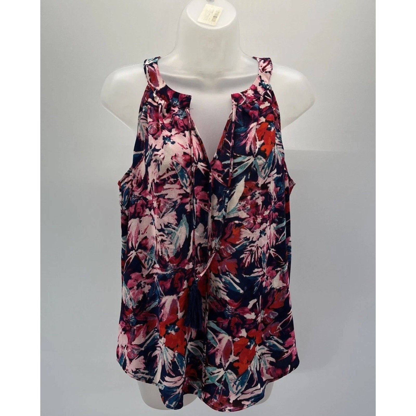 ROSE OLIVE Colorful Flowers V Neck Sleeveless Top Size S Womens