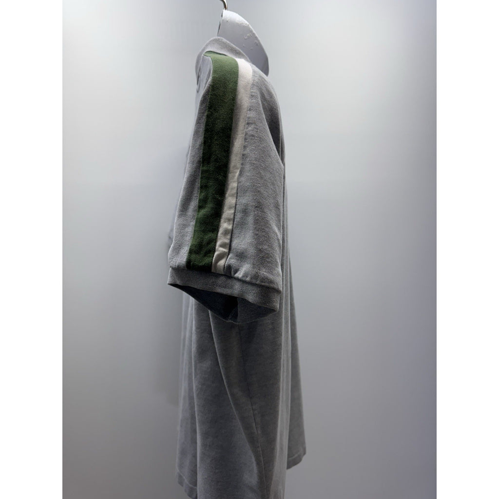 Abercrombie & Fitch Polo Mens XL Muscle Fit Logo Moose Gray With Green White