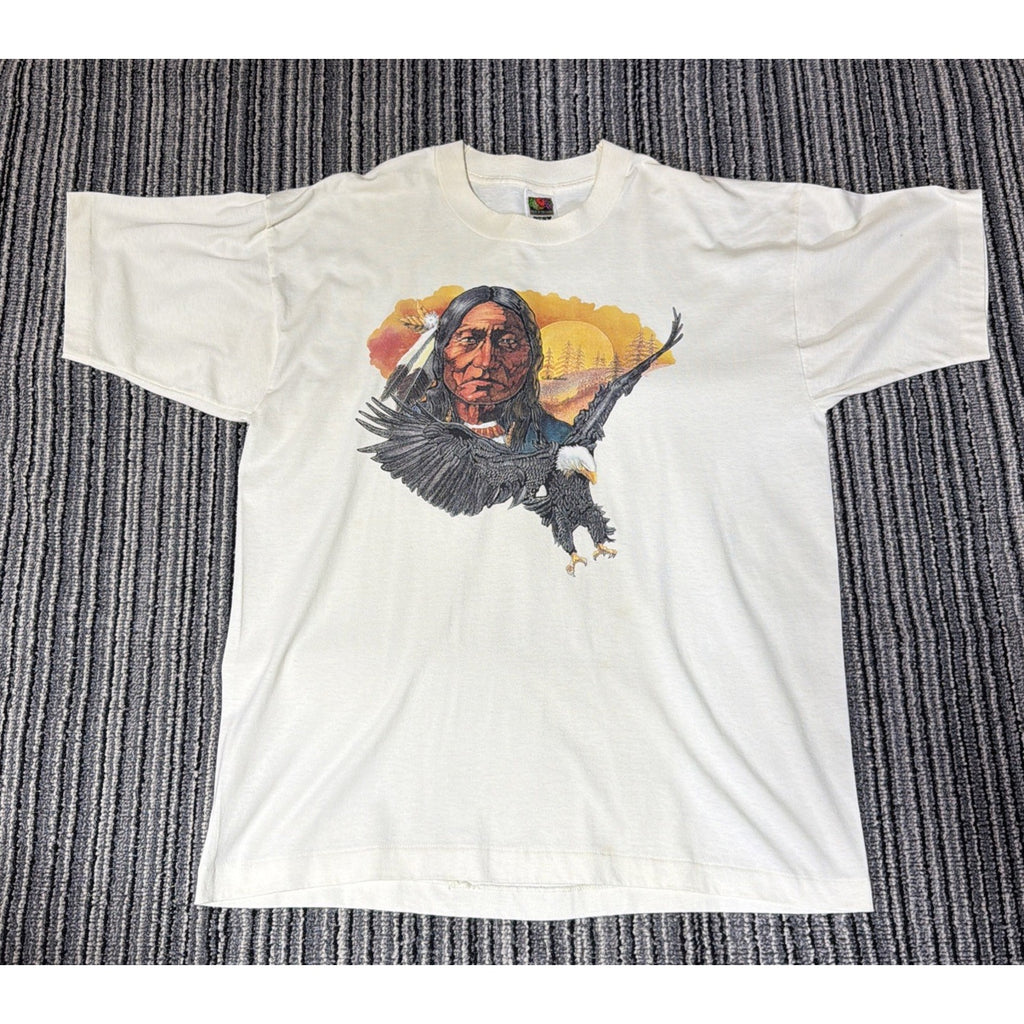 Vintage 90s Air Waves Native American Bald Eagle T-Shirt - Adult XLarge