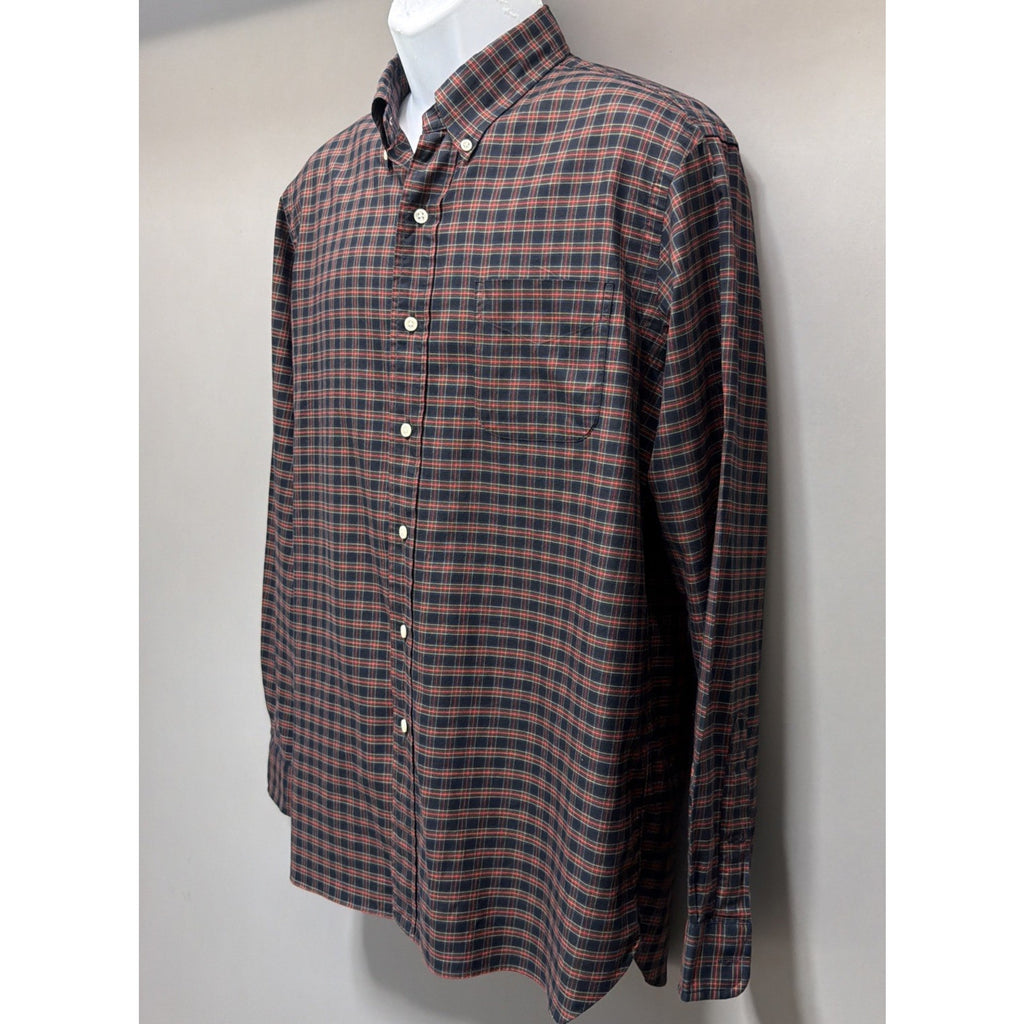 Ralph Lauren Mens L Mint Condition 120s Twill Plaid Button Down Shirt Red Blue