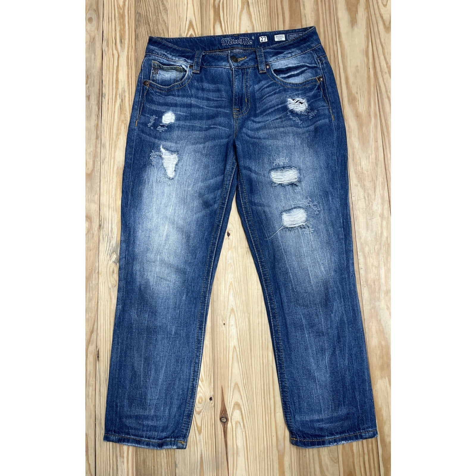 Miss Me Ripped Patched Boyfriend Capris 27