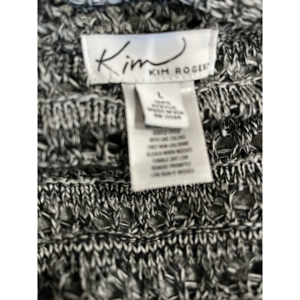 Kim Rogers Gray Textured Knit Cardigan One Button Closure Women's Size Large
