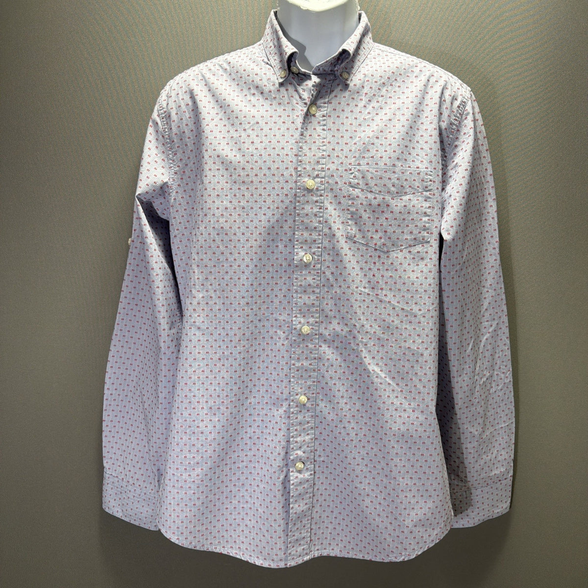 Gap Shirt Mens M Slim Fit Dress Microdot Blue Long Sleeve Collared Button Up