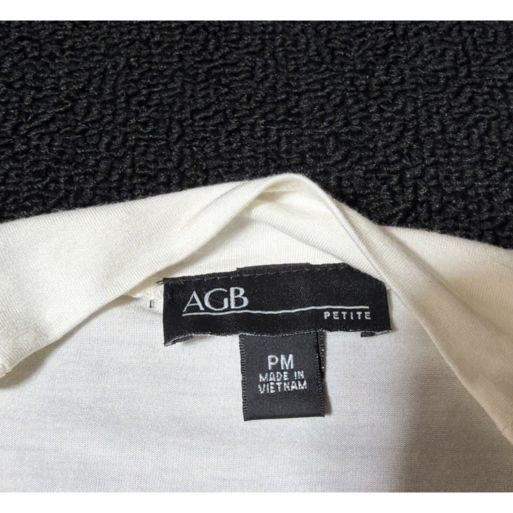 AGB Womens Drape Neck Top Cream Blouse Fairy Office Medium Petite Stretch NWT