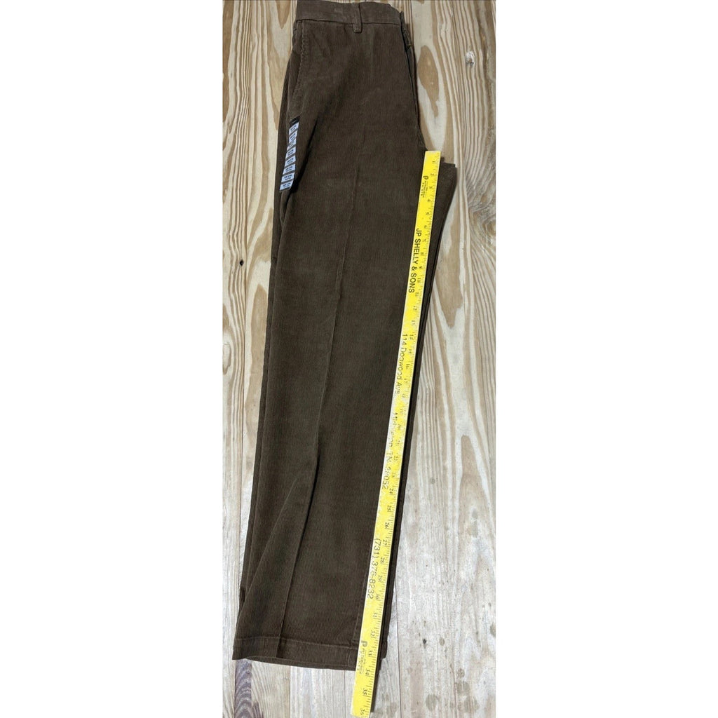 NWT Mens Haggar Khaki Brown Comfort Waist Go-To-Corduroy Pants Size 34x34