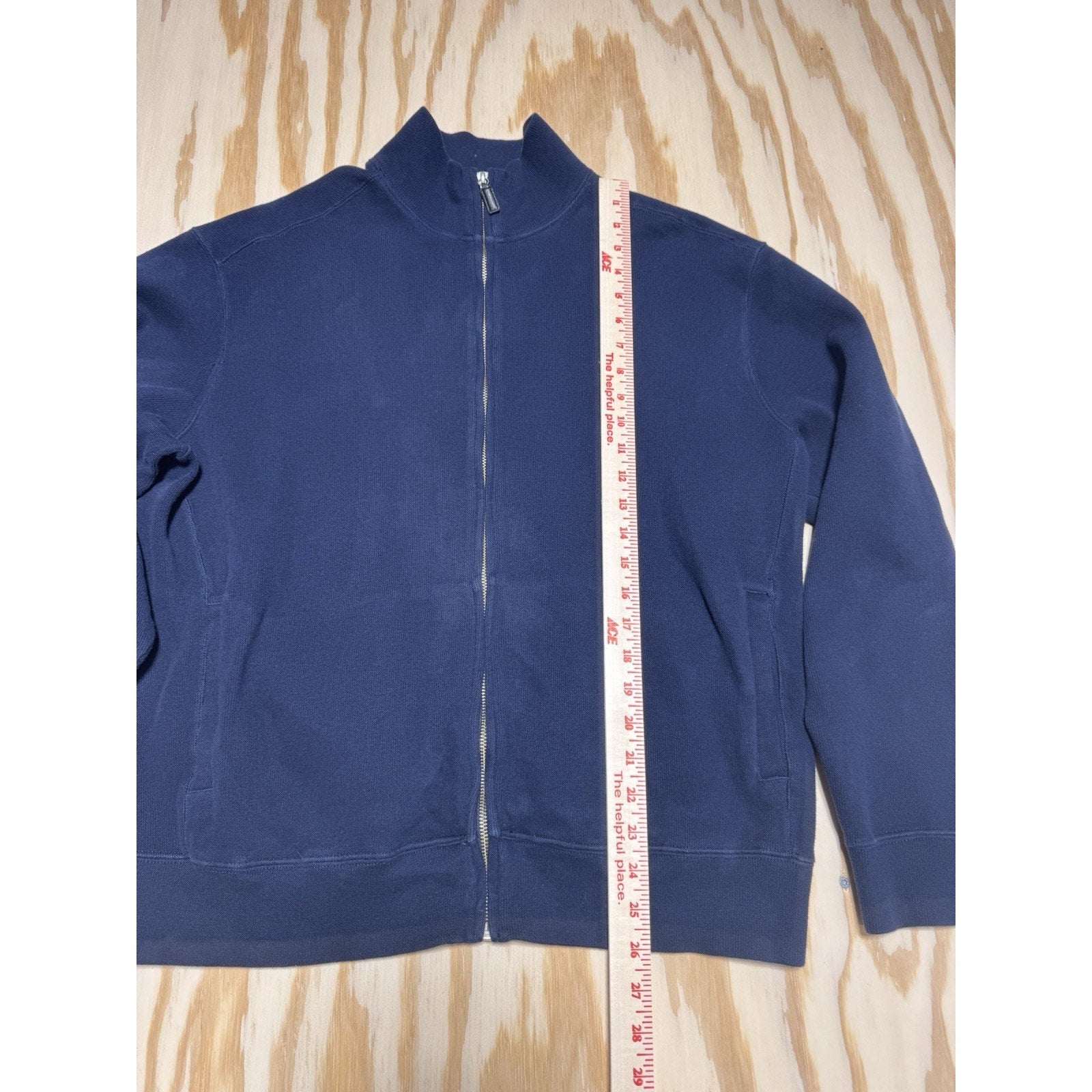 Polo Ralph Lauren Men’s Large Full Zip Sweatshirt Jacket Navy Blue Pony Logo