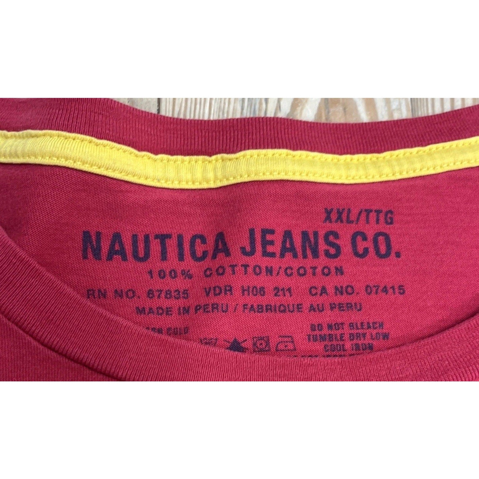 Nautica Shirt Men's XX Large Red Graphic Crew Neck Short Sleeve Stretch