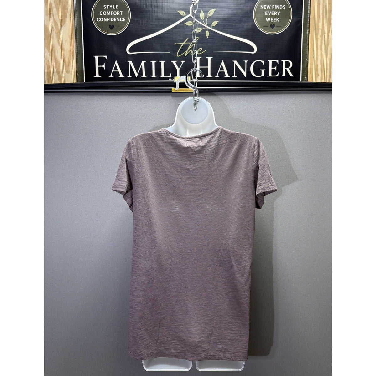 NWT MAURICES BLOUSE SHORT SLV CROCHET V-NECK SHIRT Purple SOFT TOP M