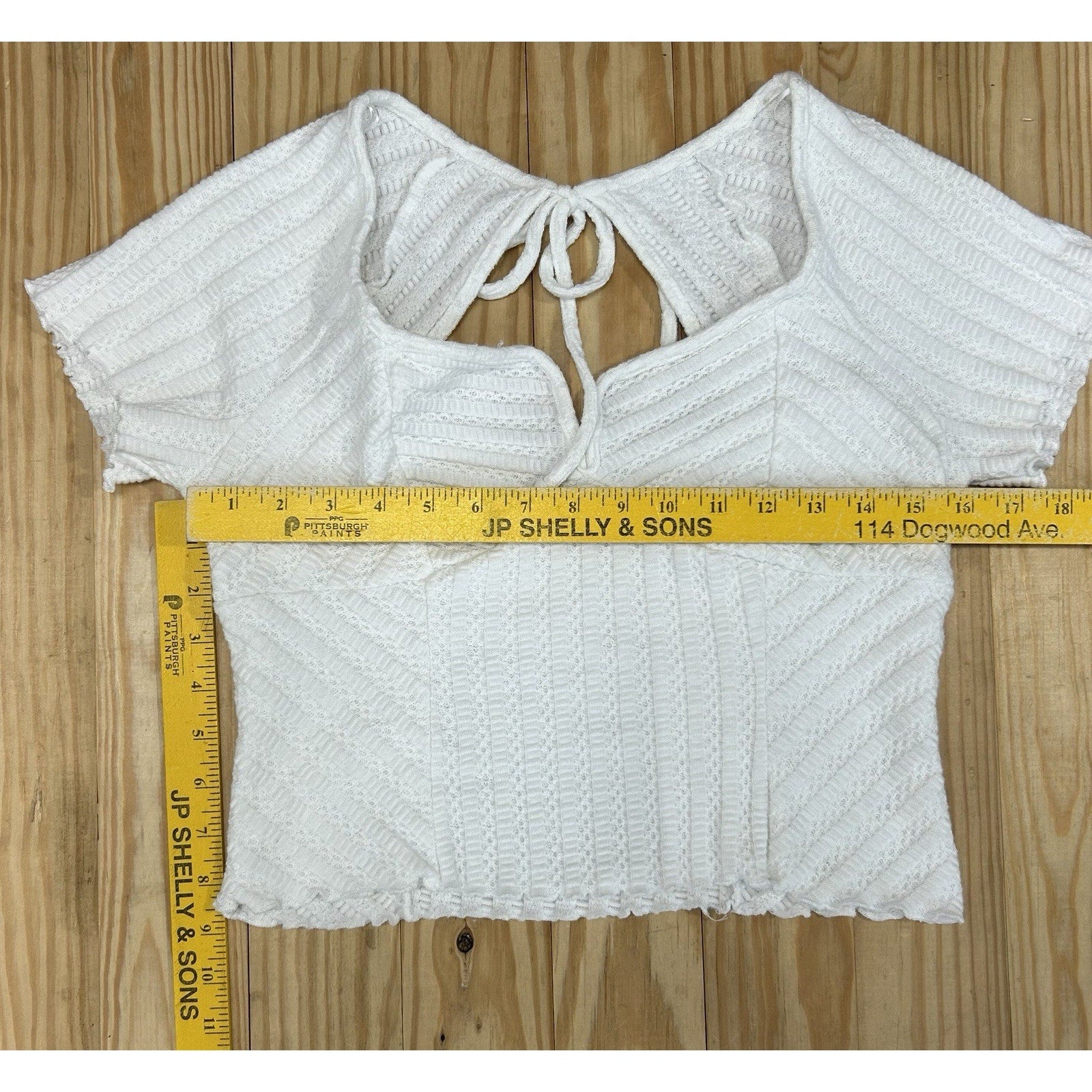 Atelier by Kirious Women's White Short Sleeve Knit Cropped Top Size XL.