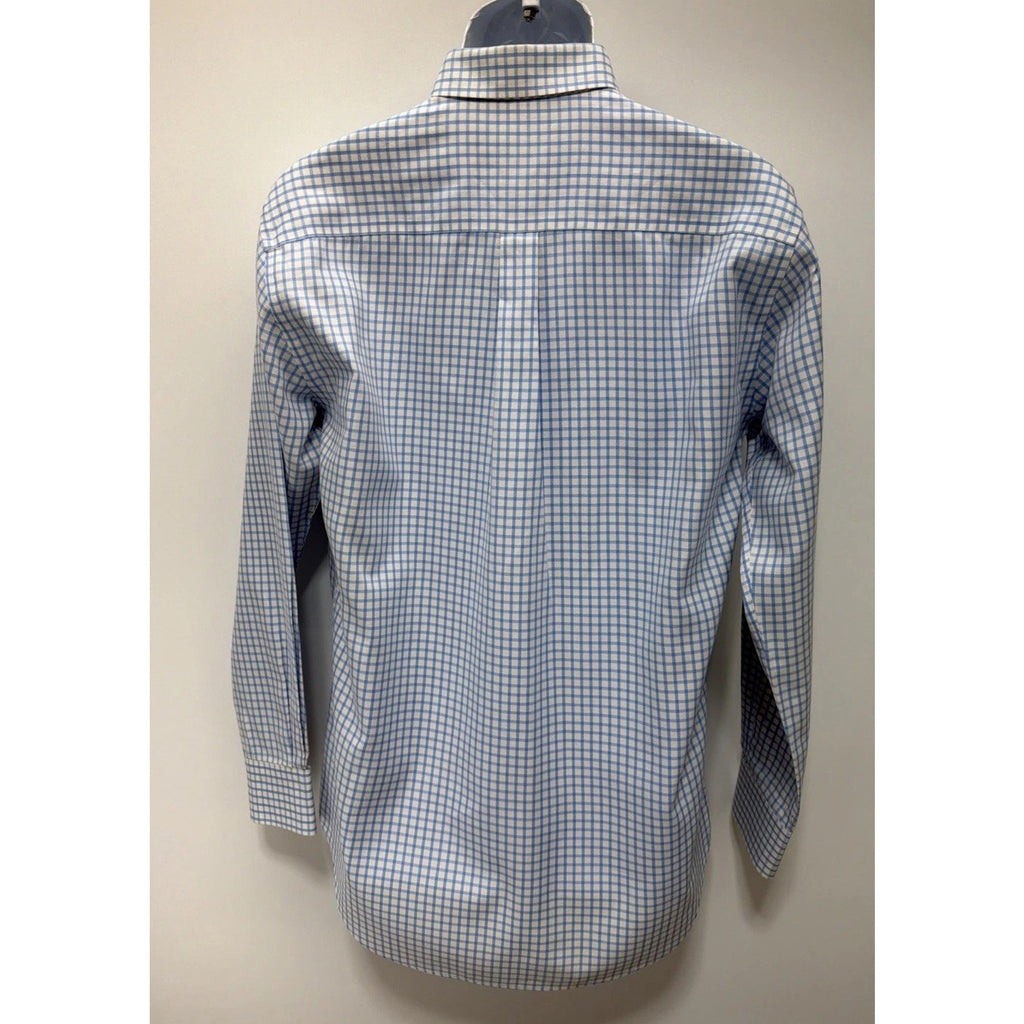 Peter Millar Nanoluxe Dress Shirt Men M Plaid Check Easy Care Cotton Long Sleeve
