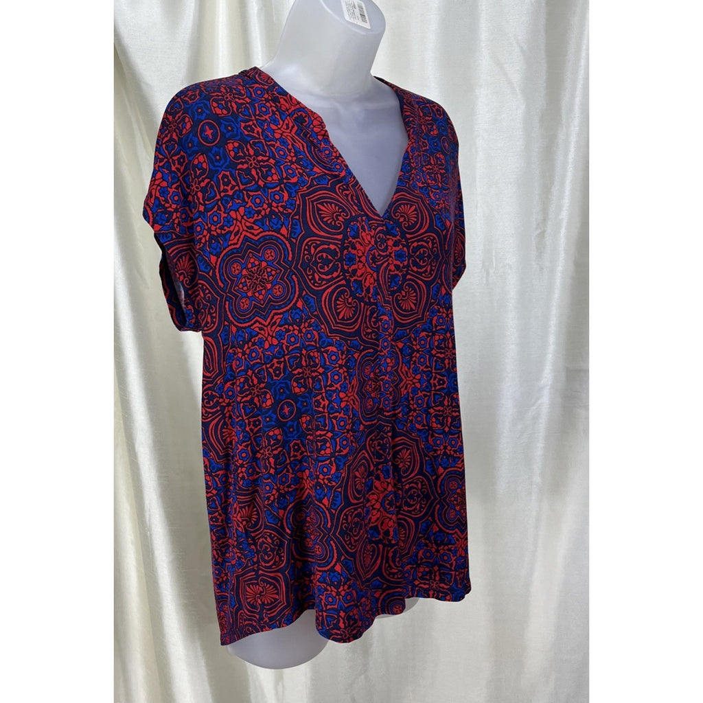 Dana Buchman Women’s Small Blouse Sleeveless V-Neck Pullover Multicolor