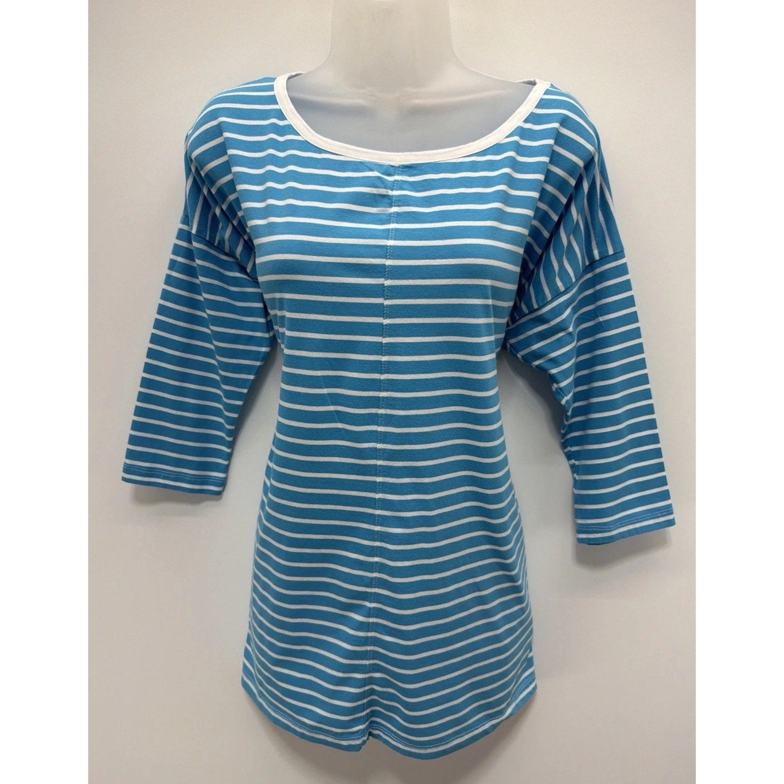 Lauren Active Ralph Lauren Women's Striped Top Pullover White/Blue Cotton 1X