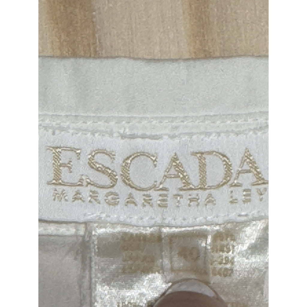 Vintage ESCADA Margaretha Ley White Embroidered Animal Blouse Gold Buttons Sz 40