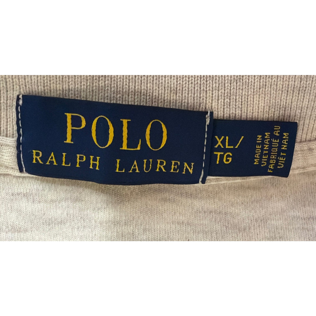 POLO RALPH LAUREN HEATHER BIEGE POLO SHIRT LONG SLEEVE SIZE XL