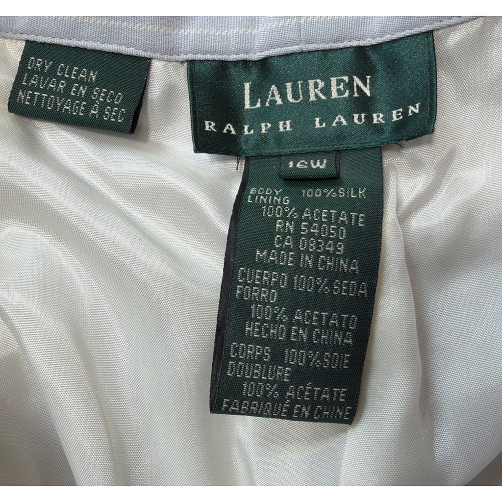 RALPH LAUREN WOMENS 100% SILK PANTS BLUE WHITE STRIPE, LINED PLUS SZ 16W NWT