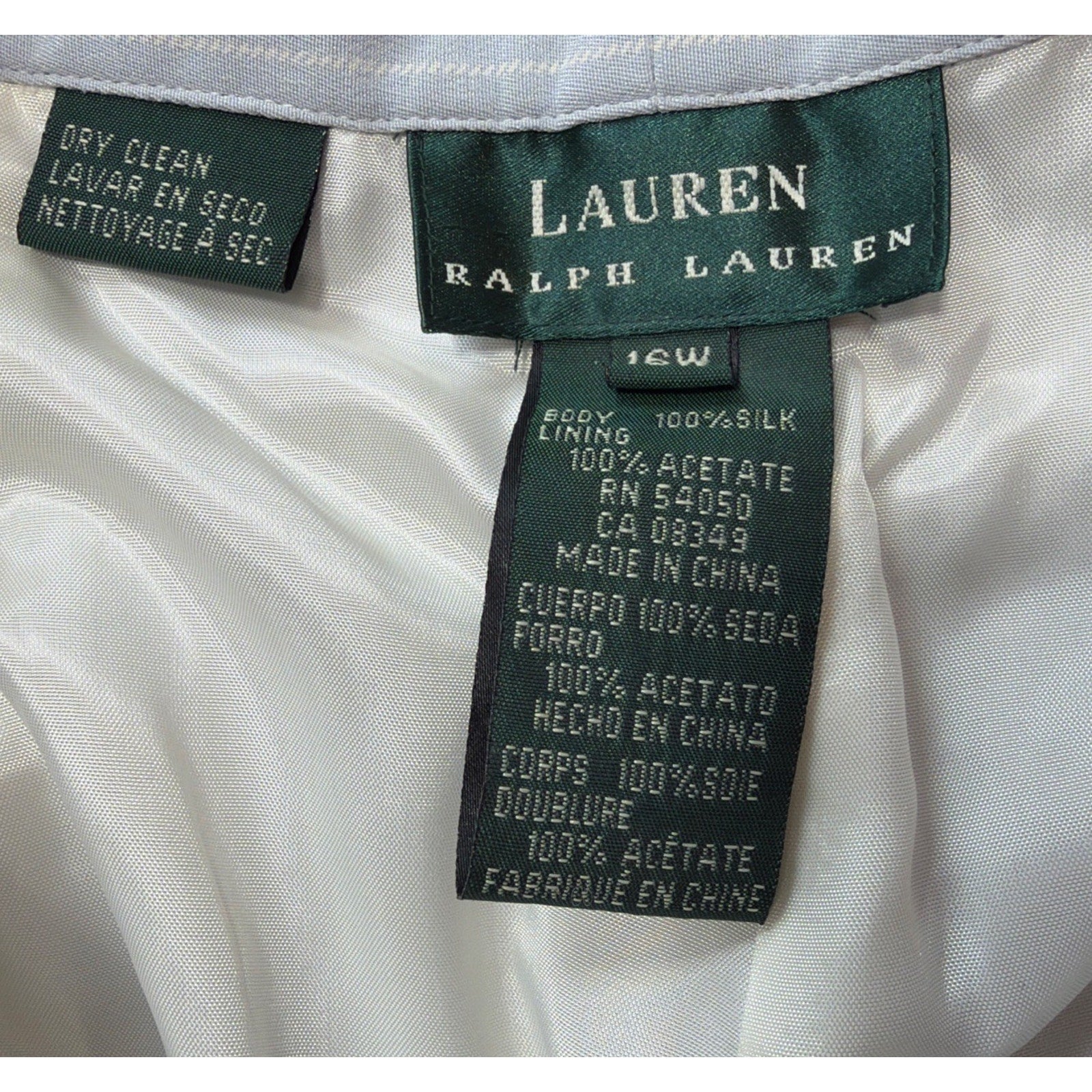 RALPH LAUREN WOMENS 100% SILK PANTS BLUE WHITE STRIPE, LINED PLUS SZ 16W NWT